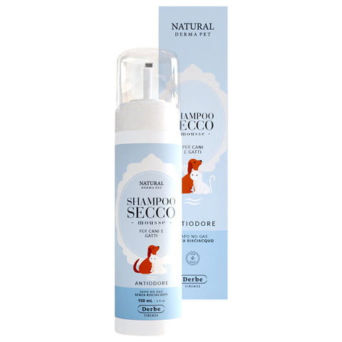 Shampoo Secco per Cani e Gatti Mousse Antiodore 150 ml Natural Derma Pet