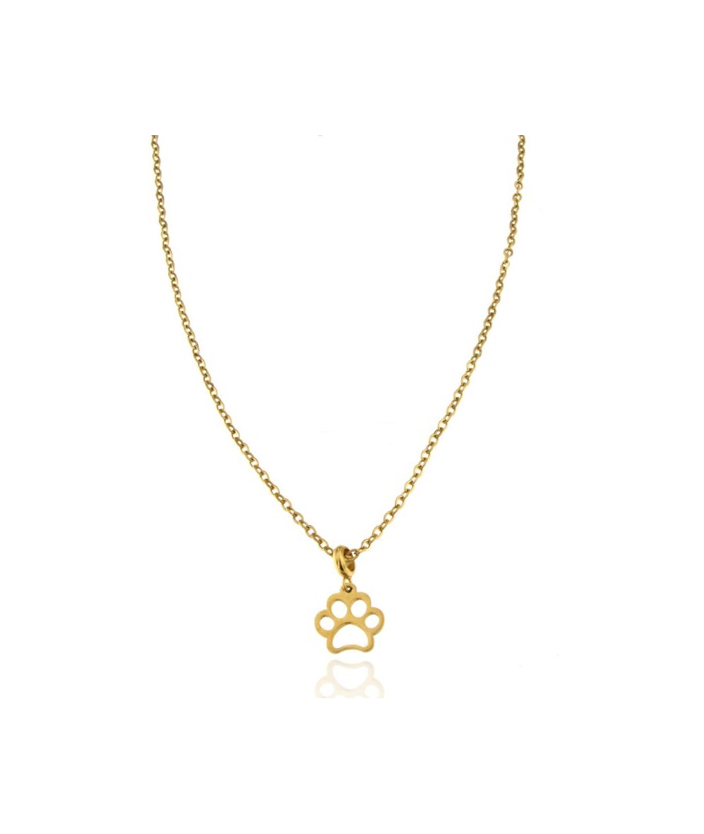 Collana in acciaio e oro con zampa LAMÙ