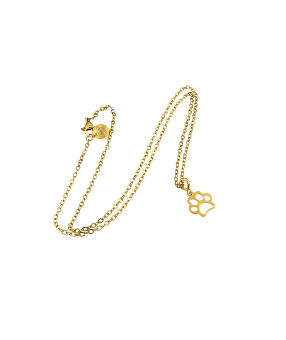 Collana in acciaio e oro con zampa LAMÙ